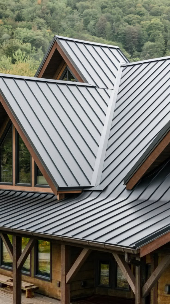 Metal roofing on barn house