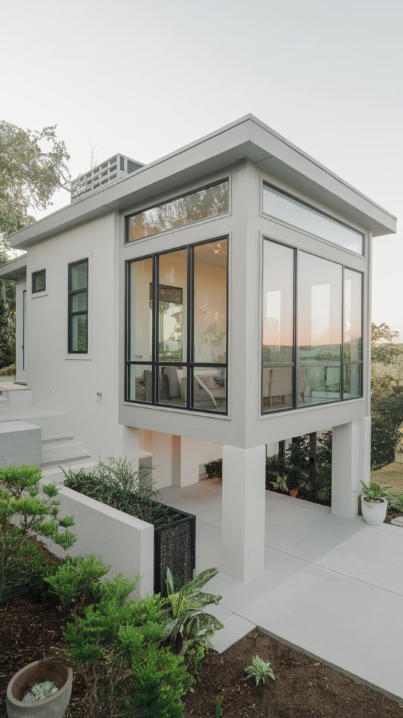 Asymmetrical modern house exterior