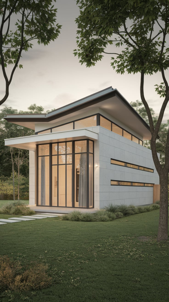 Cantilevered modern house