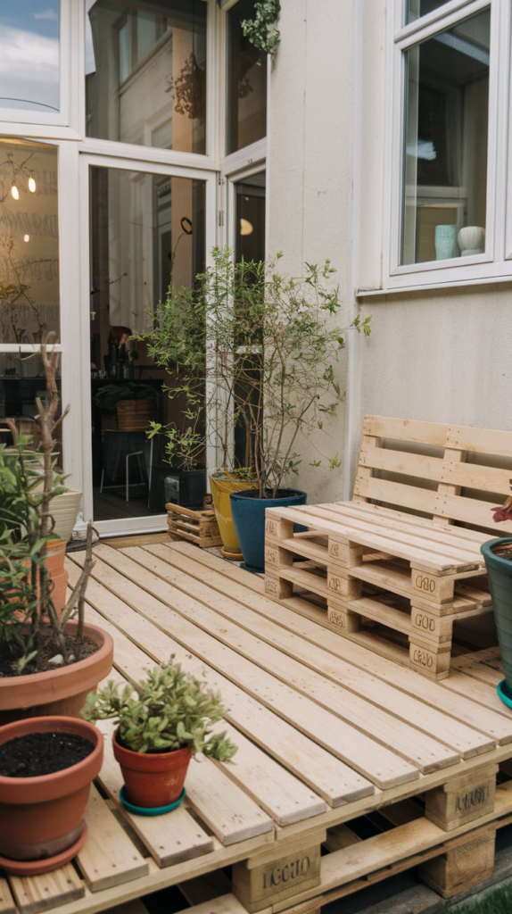 Outdoor art on patio wall