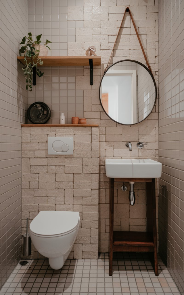 Elegant lighting fixture in powder room