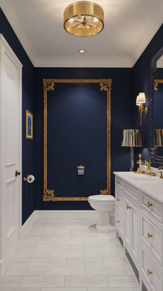 Hand-painted mural in powder room