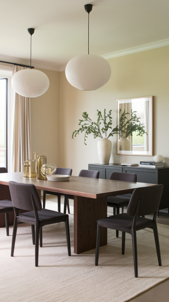 Soft textiles in dining room