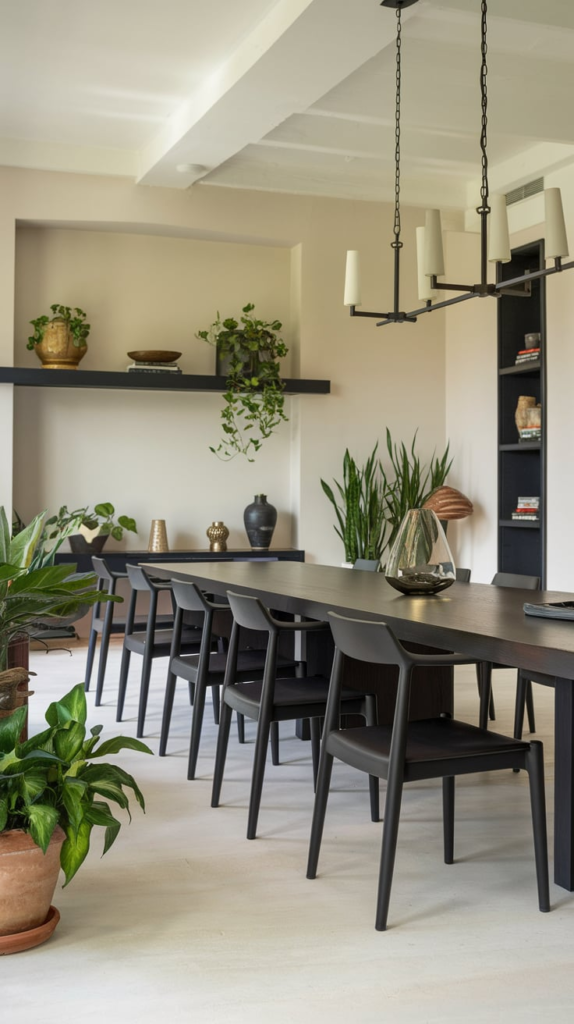 Earthy tones in dining room