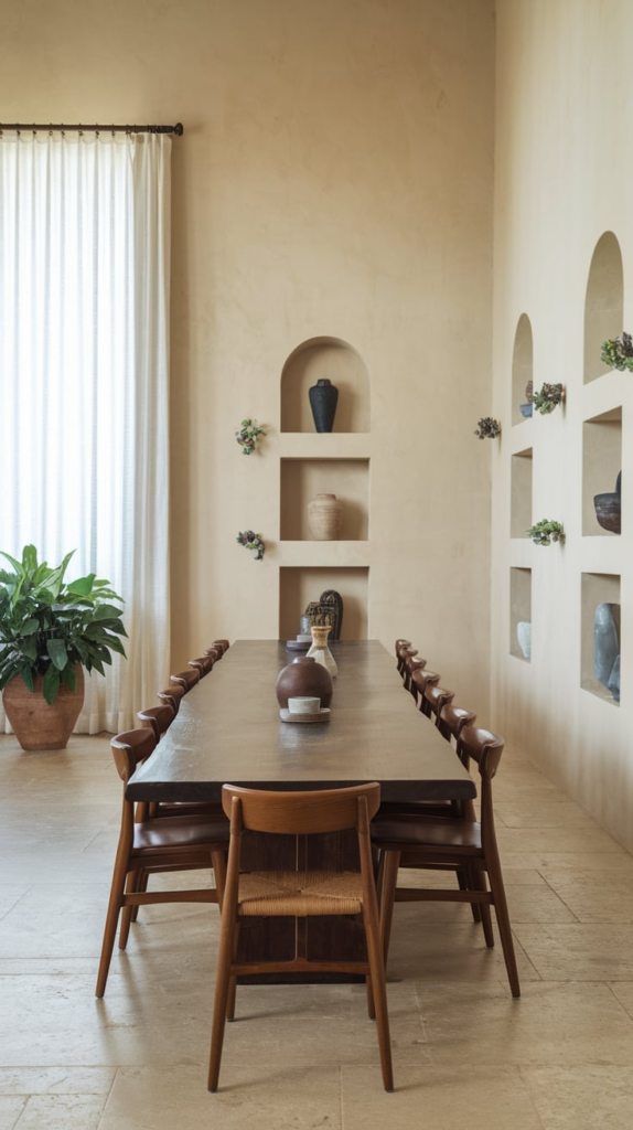 Fireplace in dining room