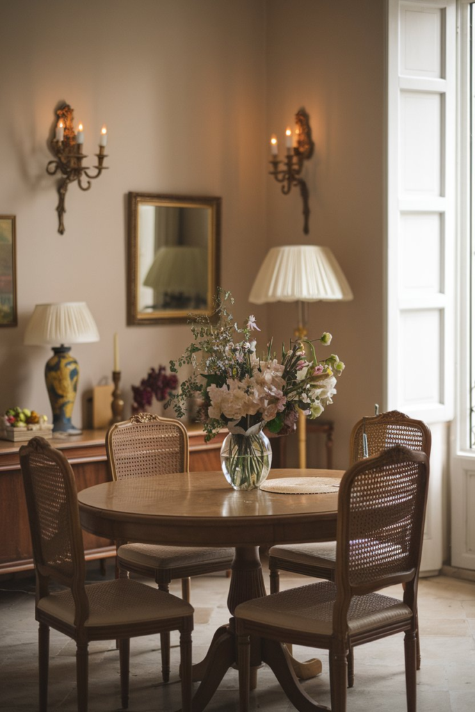 Bar cart in dining room
