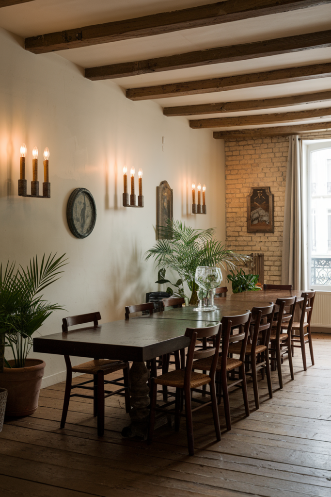 Decorative trays in dining room