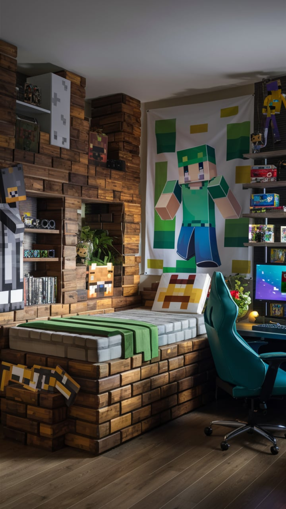 Medieval dining hall in Minecraft