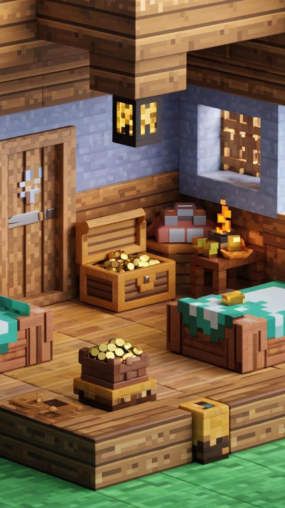 Minecraft reading nook with hammock