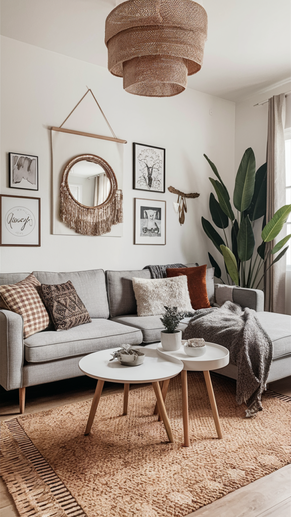 Colorful accent pieces in apartment