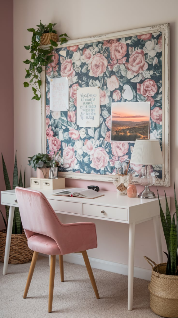 Feminine typography in office decor