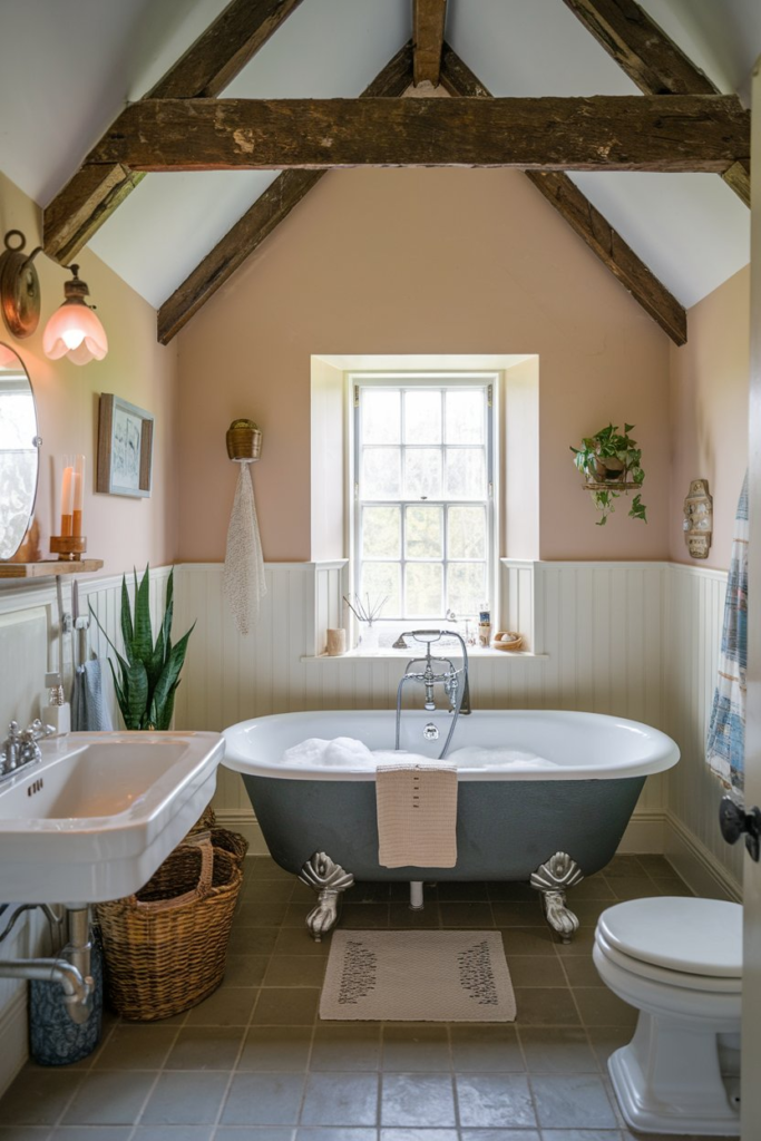 Shiplap walls in bathroom