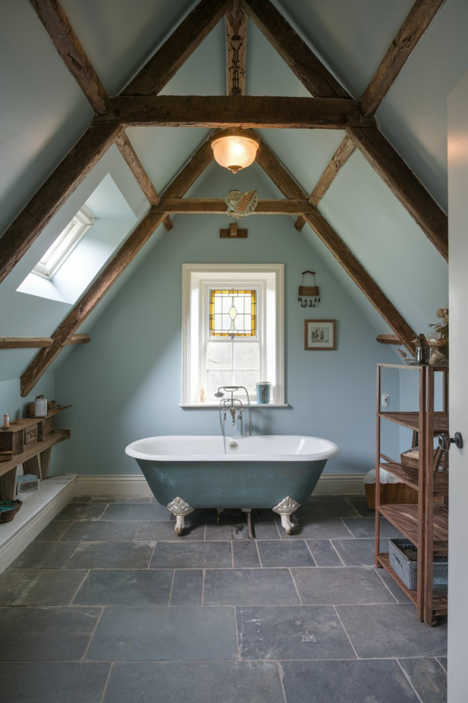 Floral wallpaper in bathroom