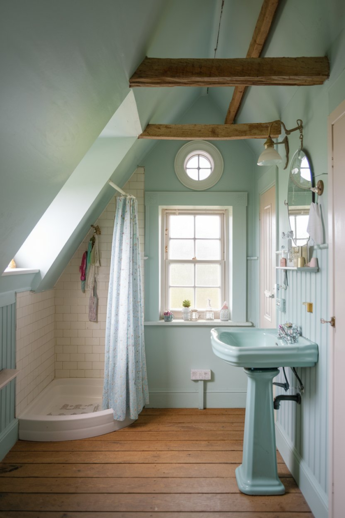 Floral and plaid shower curtains