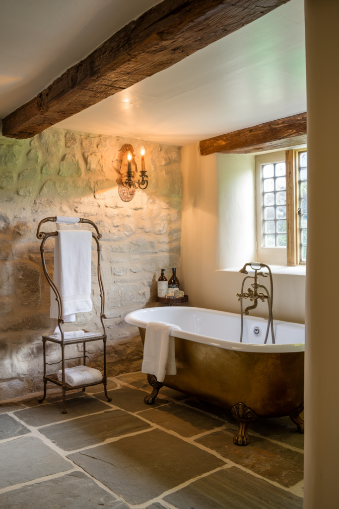 Cozy English cottage bathroom