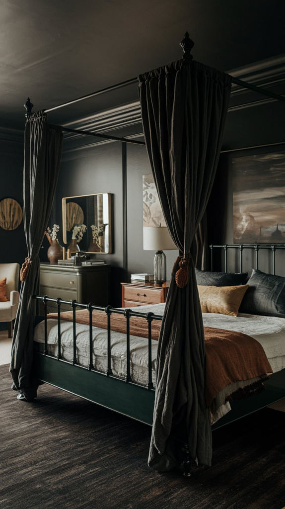 Layered textures in bedroom