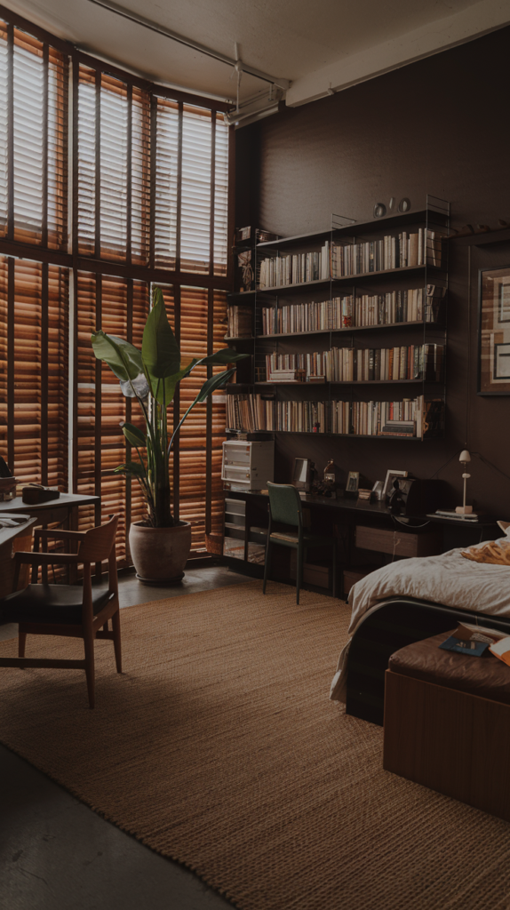 Canopy bed in dark bedroom