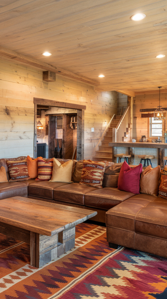 Natural wood elements in western living room