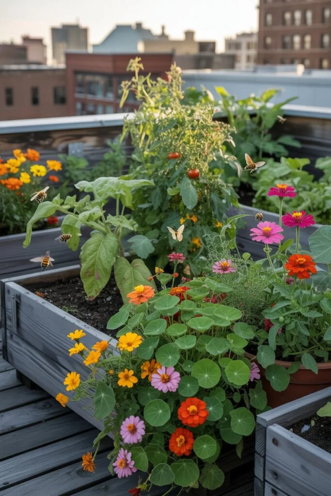 Pollinator-friendly flowers in garden