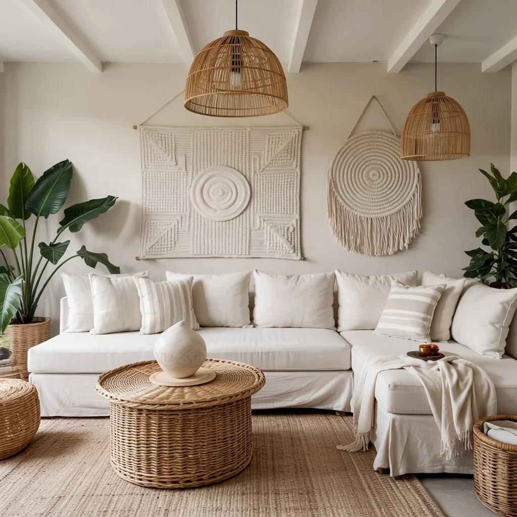 Cream-toned organic modern living room