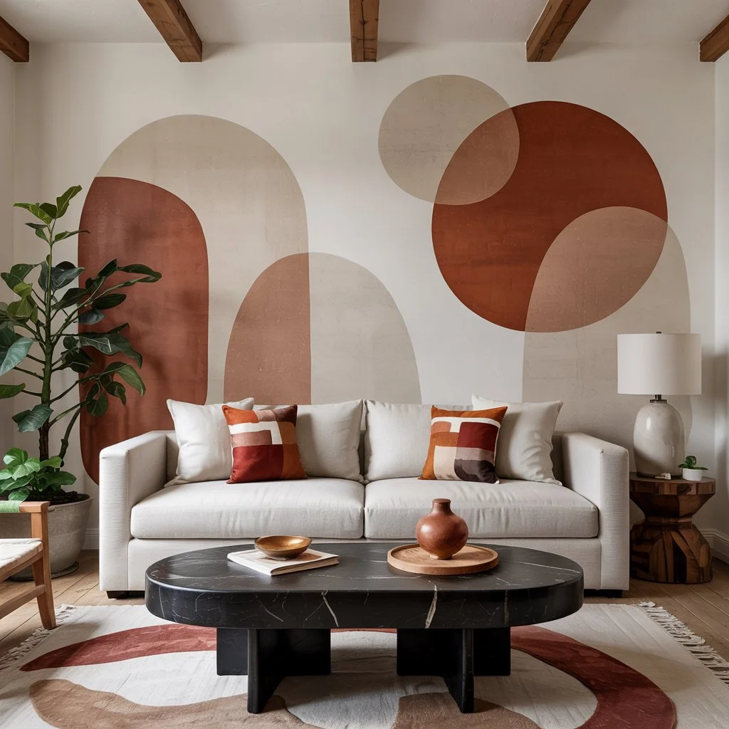 Living room with terra cotta accents