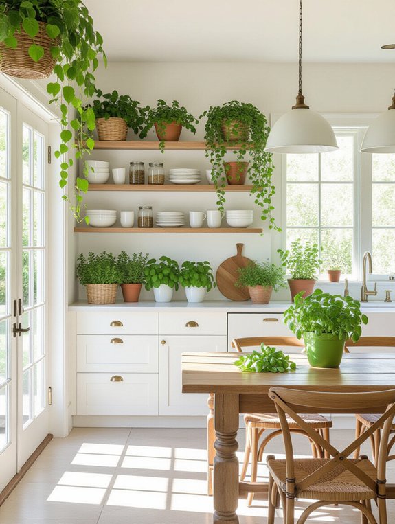 kitchen with indoor plants