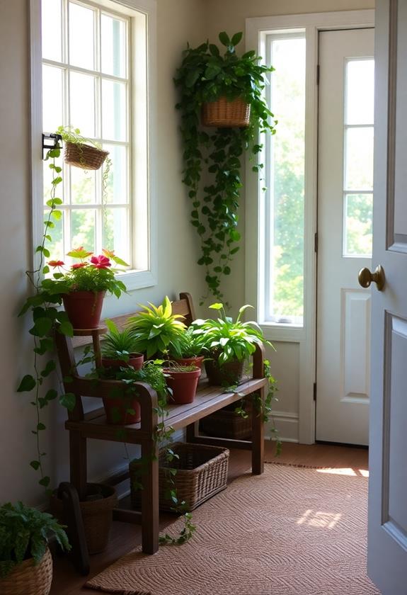 green plants in entryway