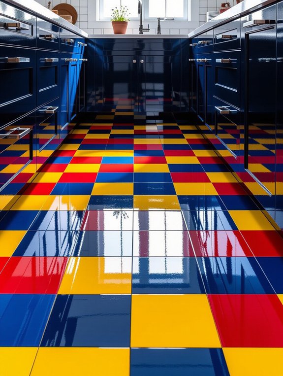 vibrant kitchen color blocks