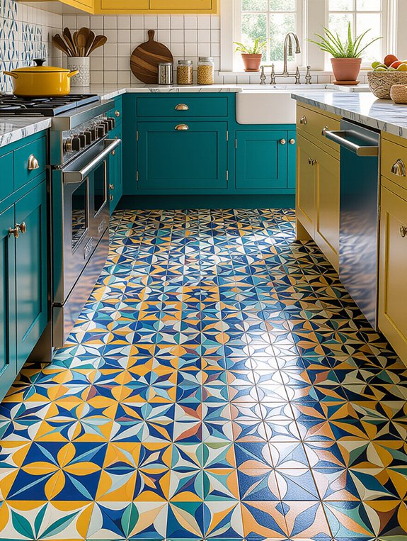 vibrant kitchen tile prints