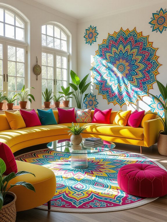 vibrant mandala living room