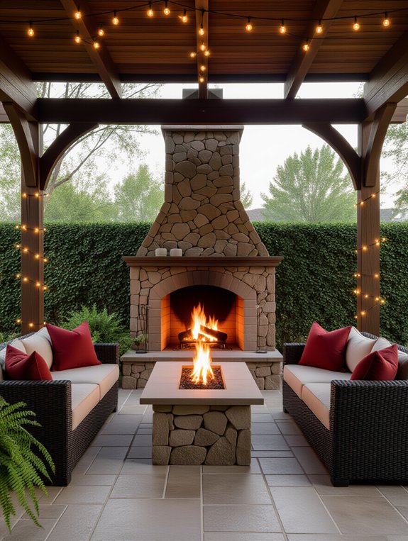 classic wood-burning outdoor fireplace