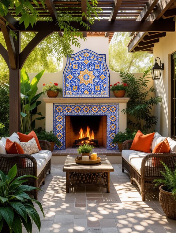 mosaic outdoor fireplace
