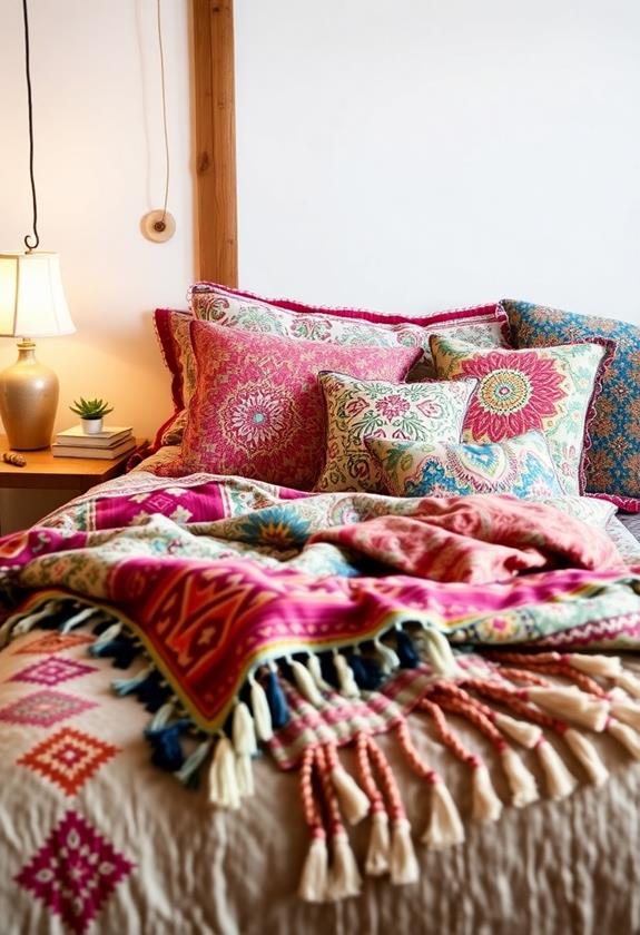 Colorful boho bedding