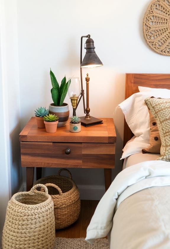 Rustic wooden nightstand