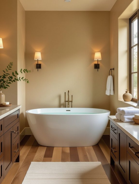 beige and brown harmony in bathroom