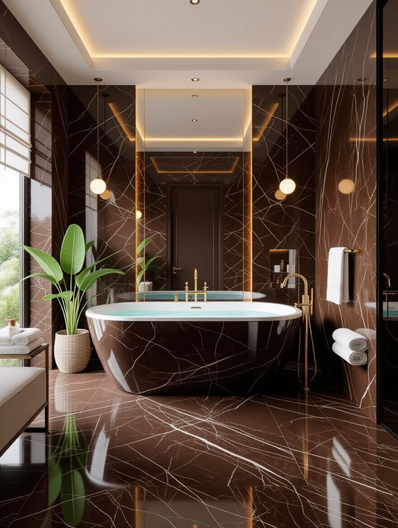 opulent dark brown marble surfaces