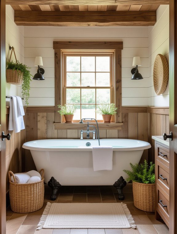 farmhouse style brown bathroom decor