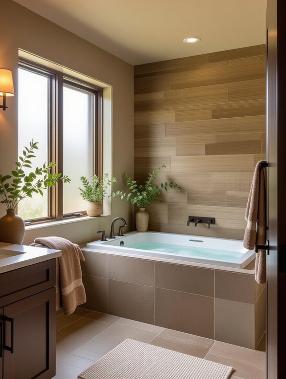 neutral brown tones for spa-like bathroom