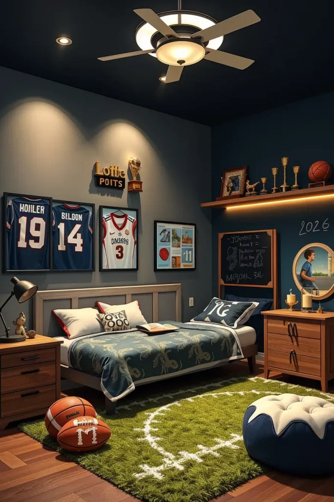 Sports-Themed Boys Bedroom
