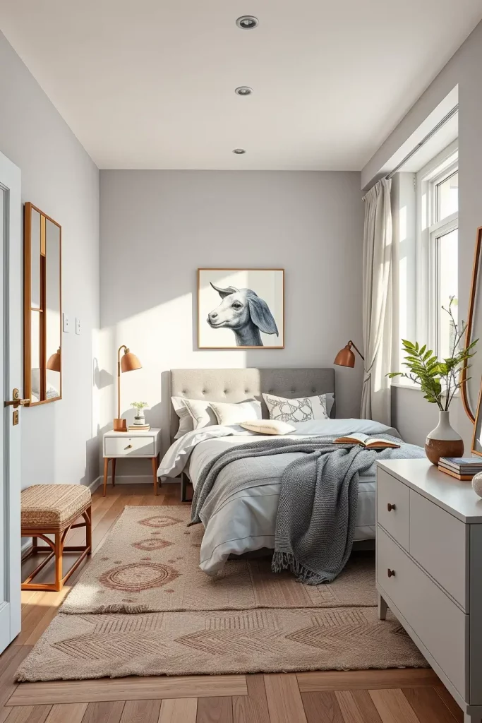 Light Gray Bedroom with Multifunctional Furniture