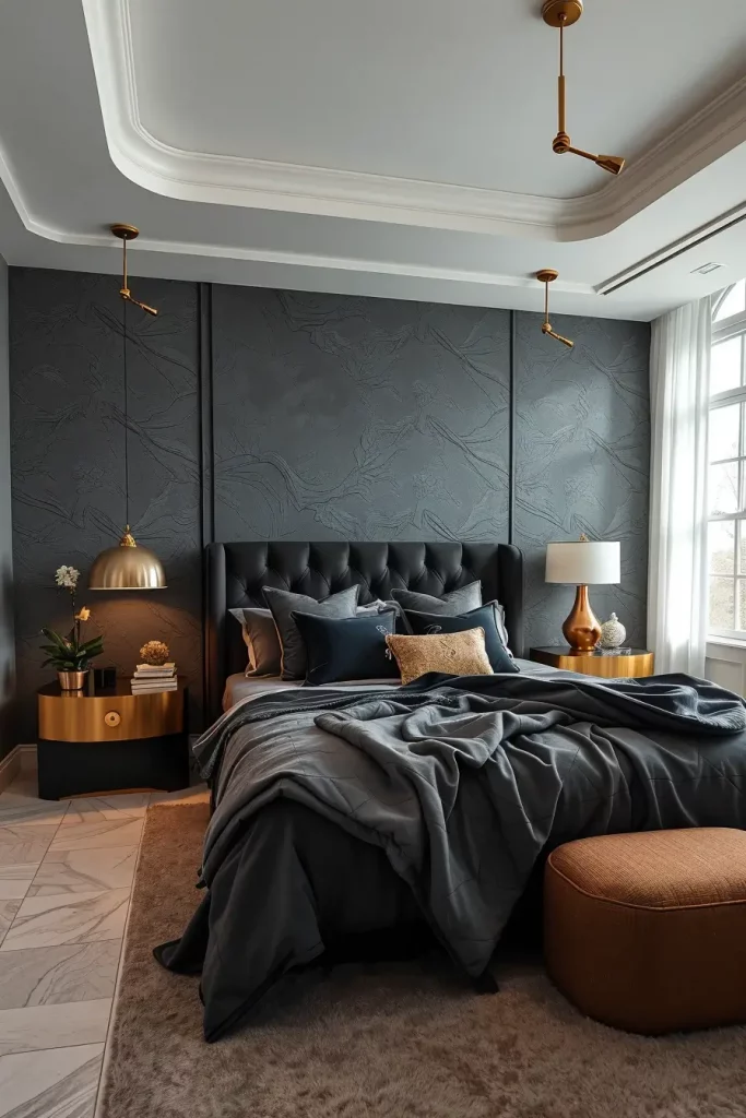 Textured Dark Gray Bedroom
