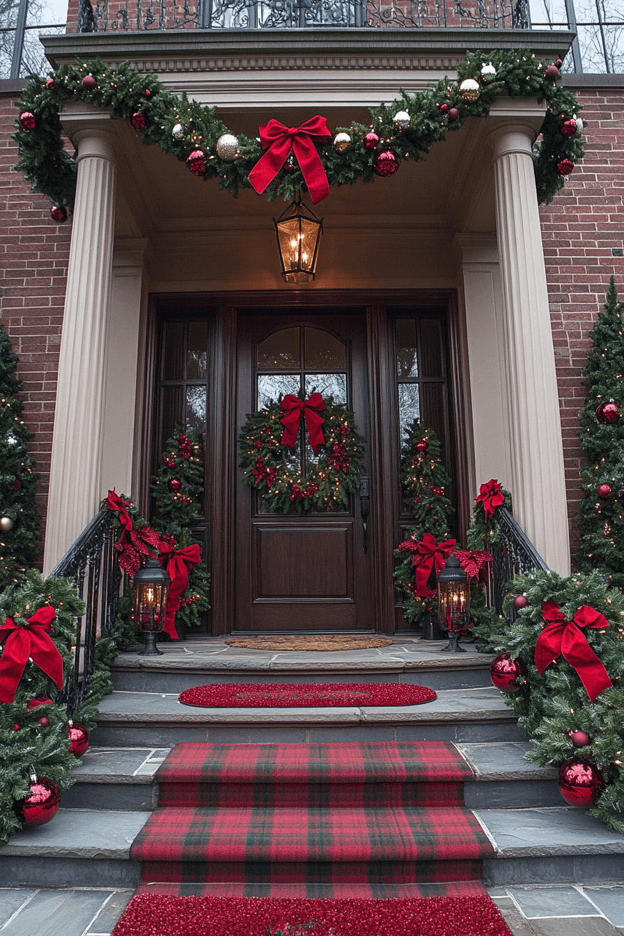 Traditional Red and Green Porch