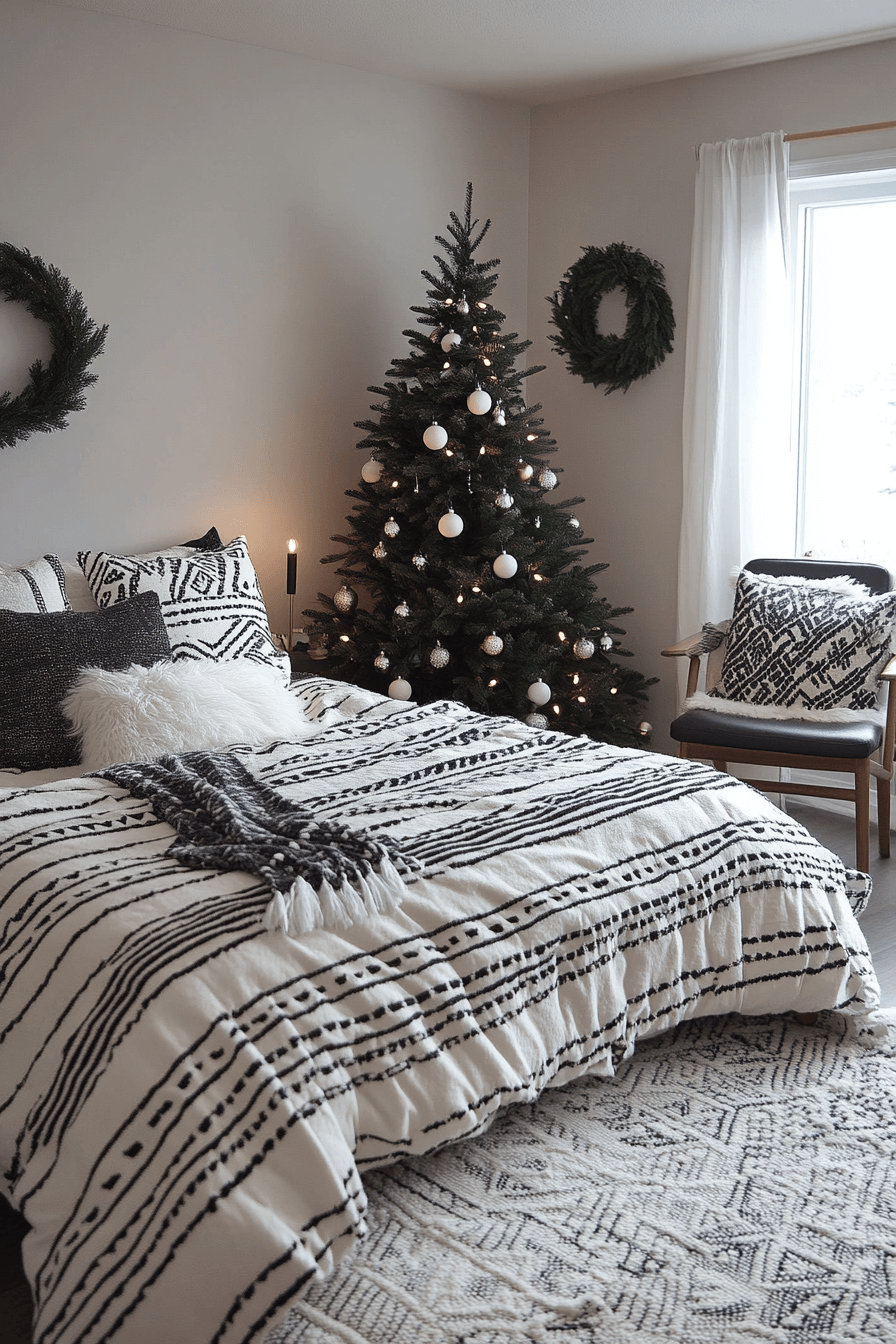Monochrome Christmas Bedroom