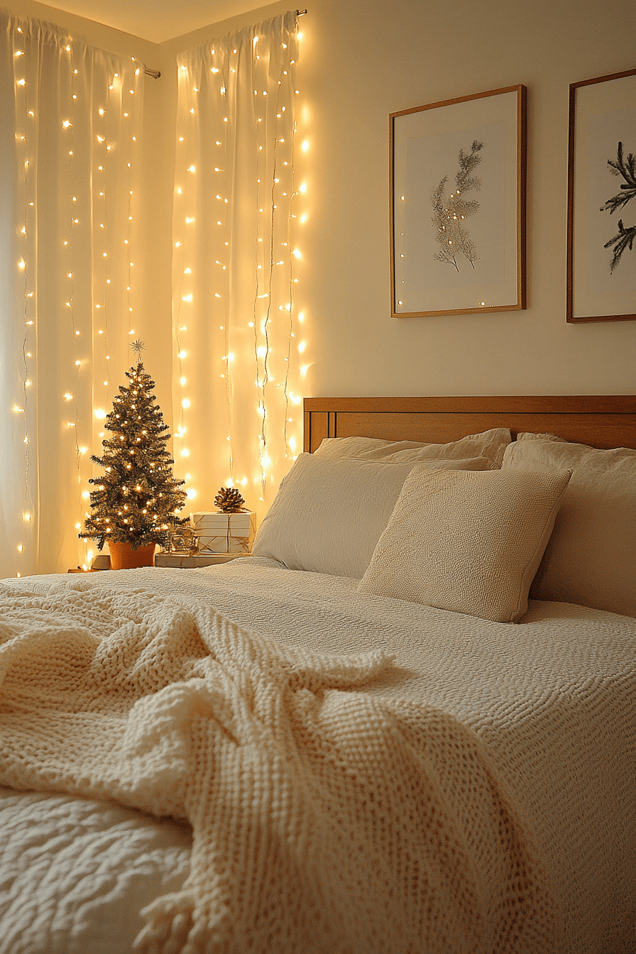 Soft String Lights Christmas Bedroom