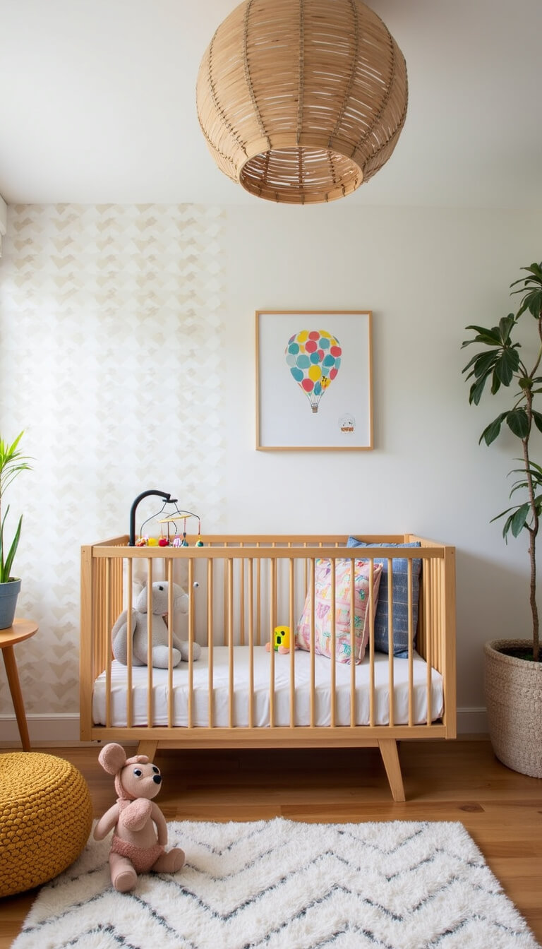 Pixar-inspired nursery with geometric accent <a href=
