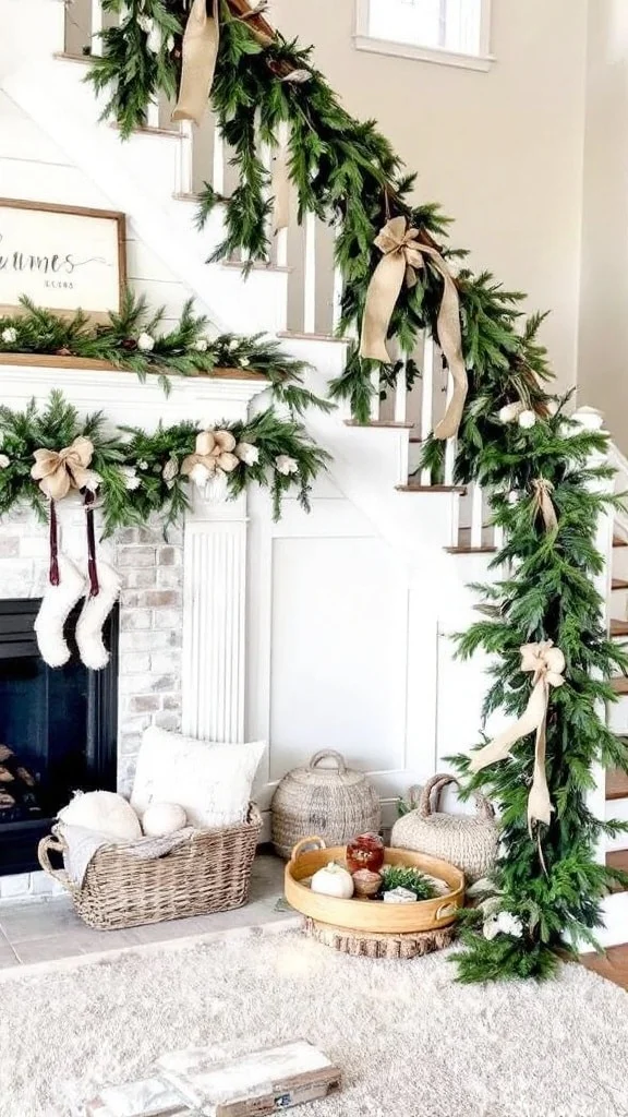 Organic Wood Elements Paired with Evergreen Garlands