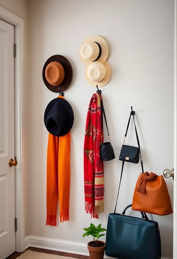 organized entryway with wall hooks