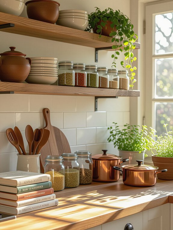 stylish functional open shelving