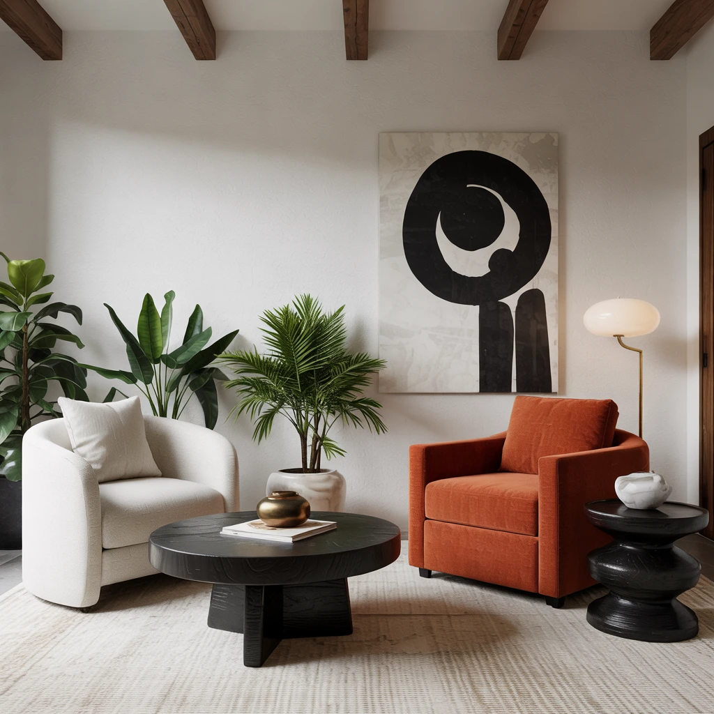 Organic modern living room with statement accents