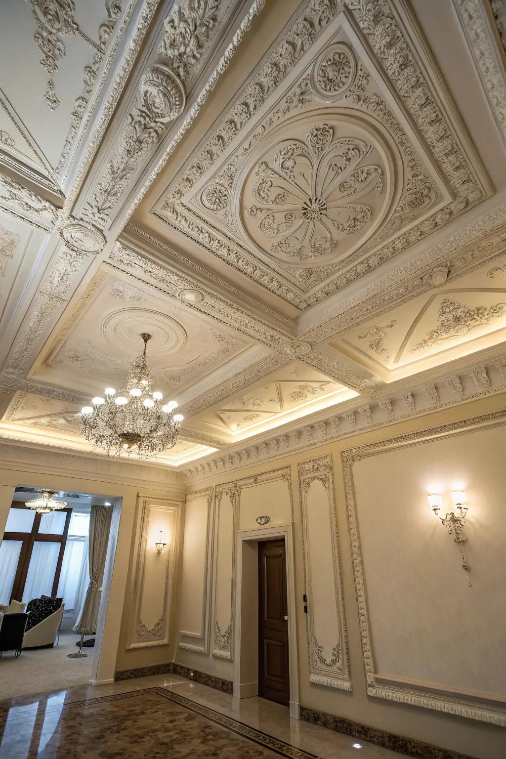 Ornate molding adding a luxurious feel.